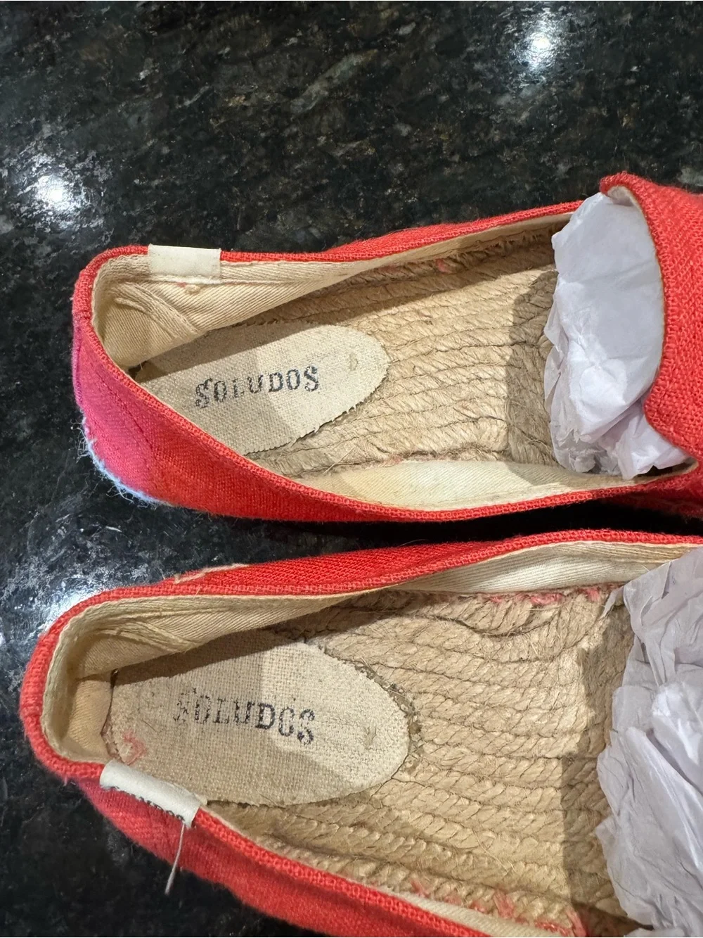 Soludos Red Espadrilles with Blue Surf Embroidery